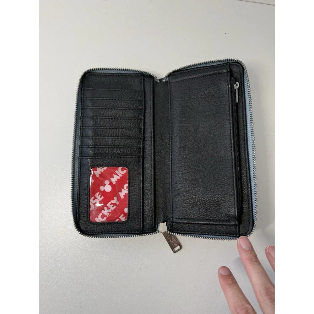 Disney Parks Mickey Mouse Denim AOP Loungefly Purse Wallet